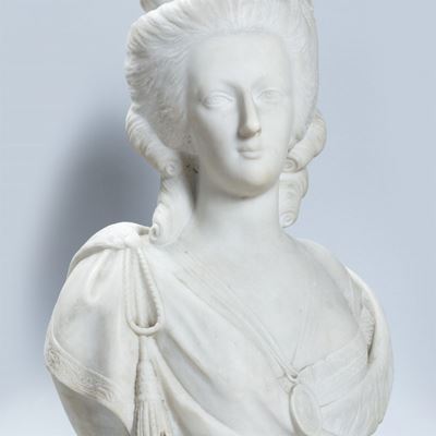 Busto di Maria Antonietta in Marmo Bianco Statuario, Secolo XIX