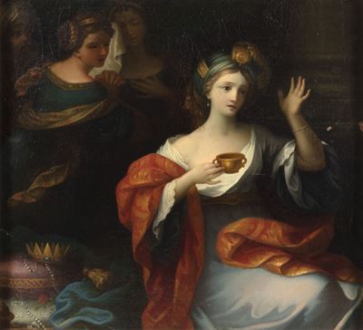 Autore Non Identificato, Artemisia riceve le ceneri di Mausolo, olio su tela