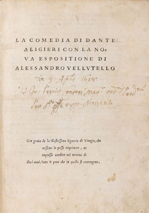 Dante Alighieri - Dante Aligieri's comedy with the new exhibition by Alessandro Vellutello