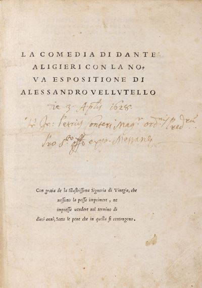 La comedia di Dante Aligieri con la noua espositione di Alessandro Vellutello, 1544