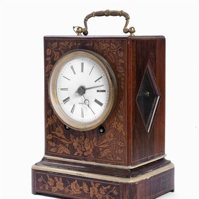 Pendola da Tavolo in Legno Intarsiato, Secolo XIX