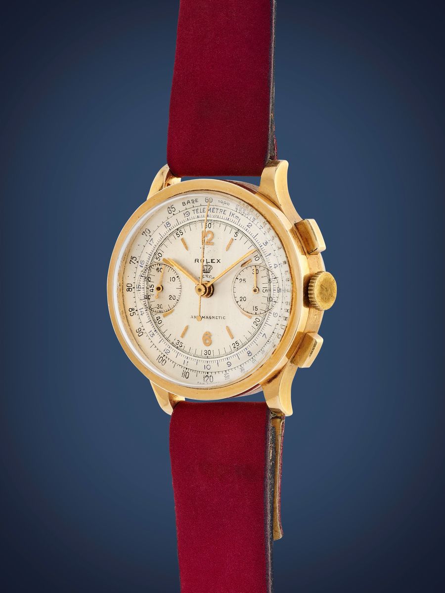 Cronografo Rolex 2811 personalizzato per Verga, anni '30, oro 18k