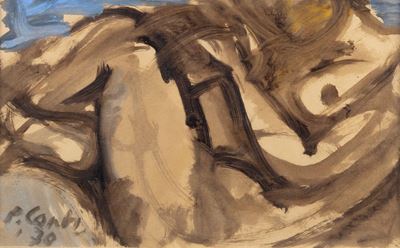 Nudo - gouache su carta applicata su tela