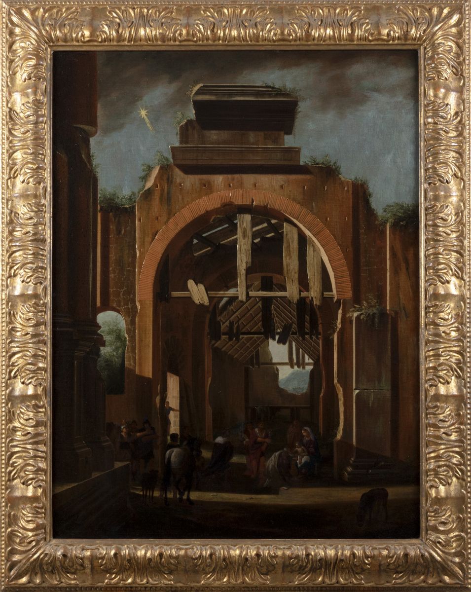 Niccolò Codazzi - Capriccio architettonico con Adorazione dei Magi, olio su tela