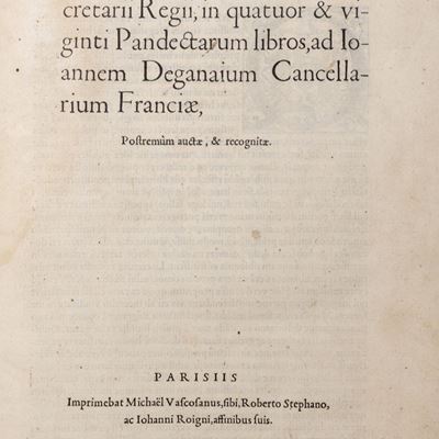 Budé, Annotationes Gulielmi Budaei Parisiensis in quatuor & viginti Pandectarum libros, 1543