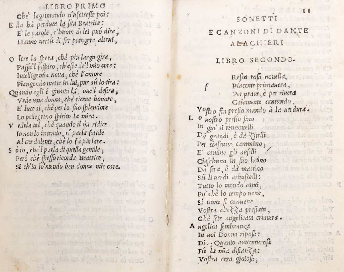 Dante Alighieri - Sonetti e canzoni di diversi antichi autori toscani in dieci libri raccolte, 15...