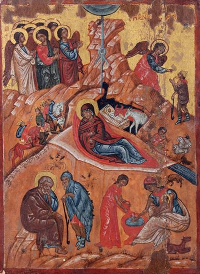 Antica Icona Raffigurante Scene Evangeliche