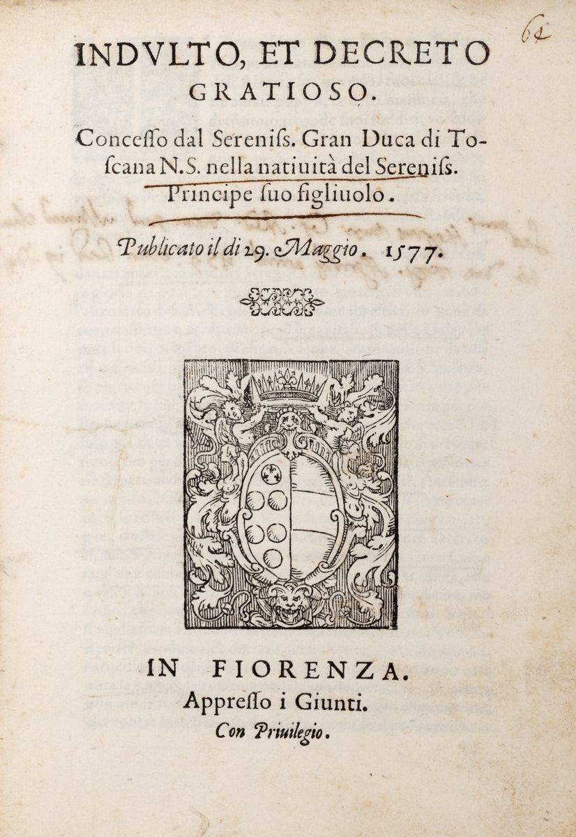 Giunti, La descrizione dell'apparato fatto in Firenze nel battesimo del serenissimo principe di T...