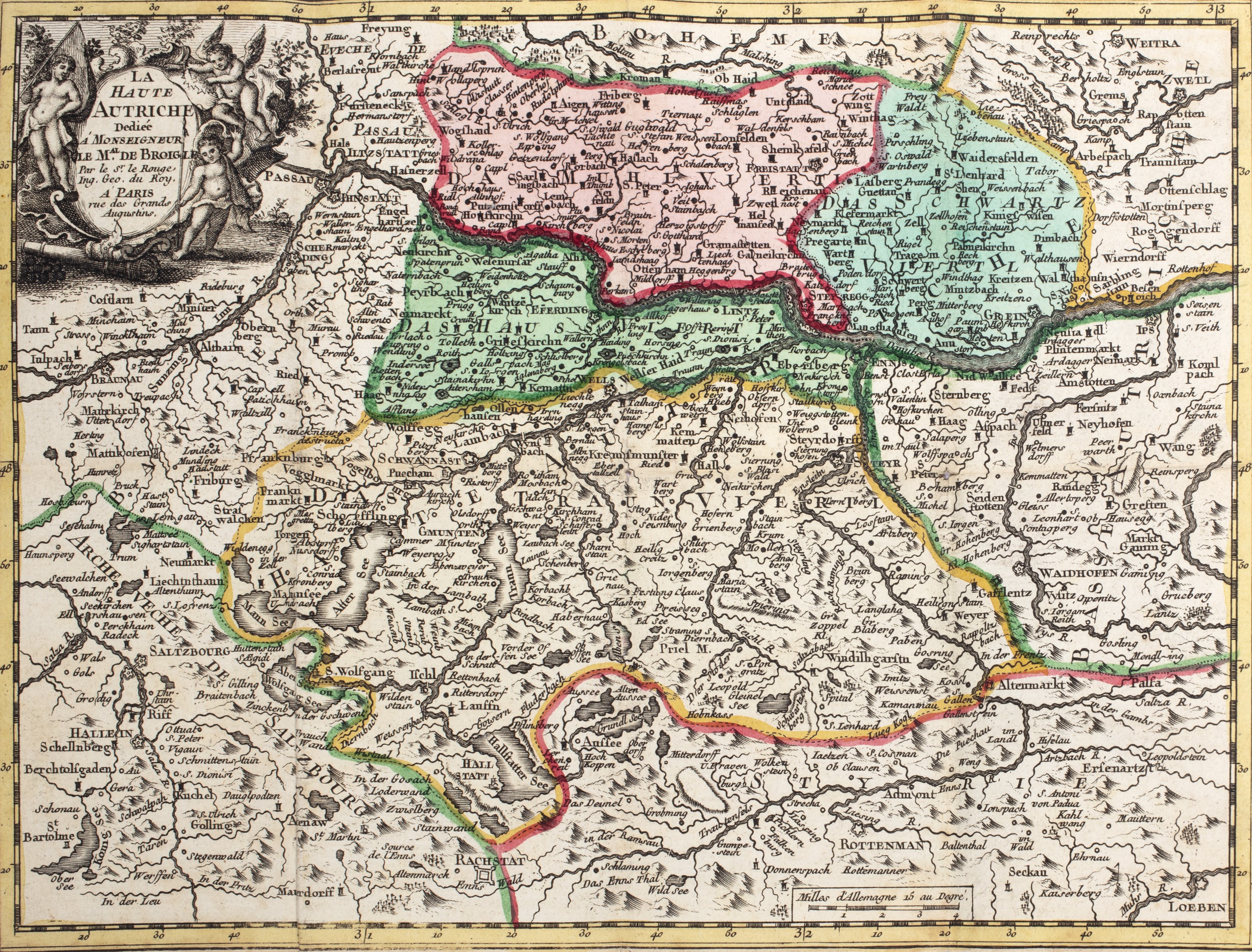 Matthaeus Seutter - Circulus Austriae accuratisime designatus, 1743, 4 carte geografiche incise i...