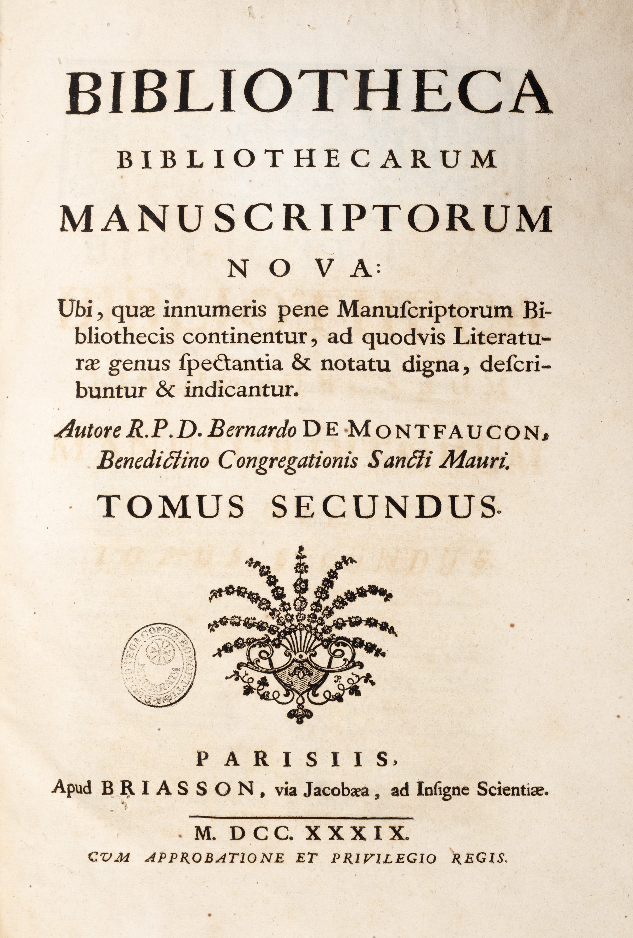 Briasson, Bibliotheca bibliothecarum manuscriptorum nova, 1739