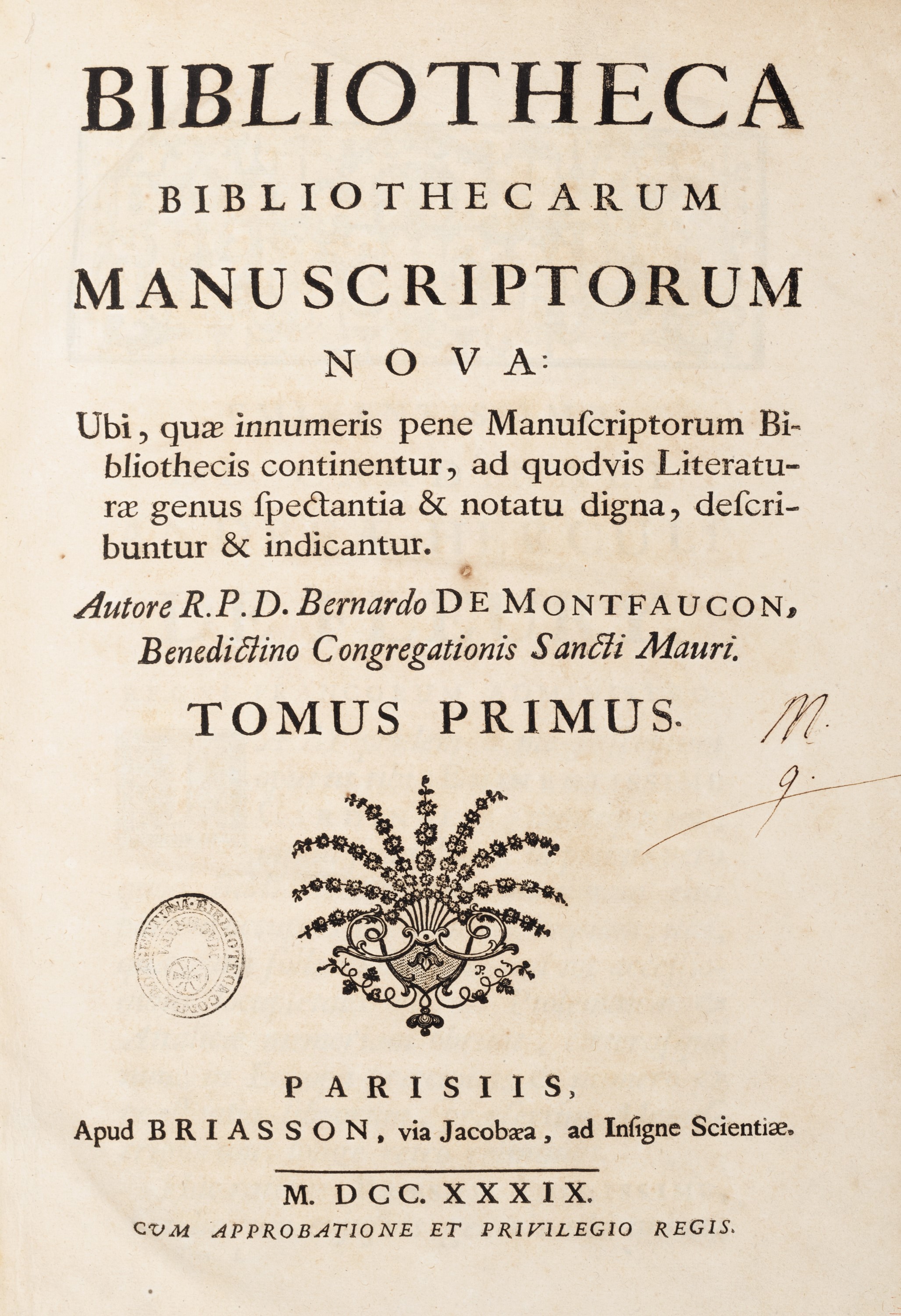 Briasson, Bibliotheca bibliothecarum manuscriptorum nova, 1739