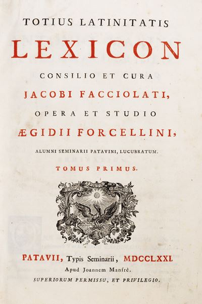 Totius Latinitatis Lexicon, 1771