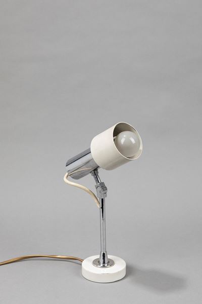 Lampada da tavolo, ottone verniciato e alluminio smaltato, produzione Stilnovo, 1955