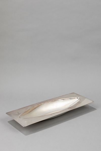 Centrotavola in metallo argentato, produzione Christofle, Collezione Gallia, 1958