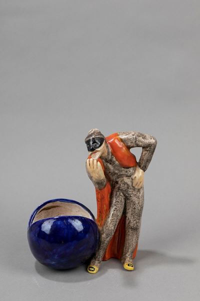 Personaggio in maschera, ceramica maiolicata, 1030 ca.