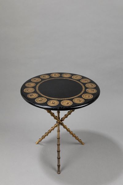 Tavolino in metallo e ottone, 1950 ca.