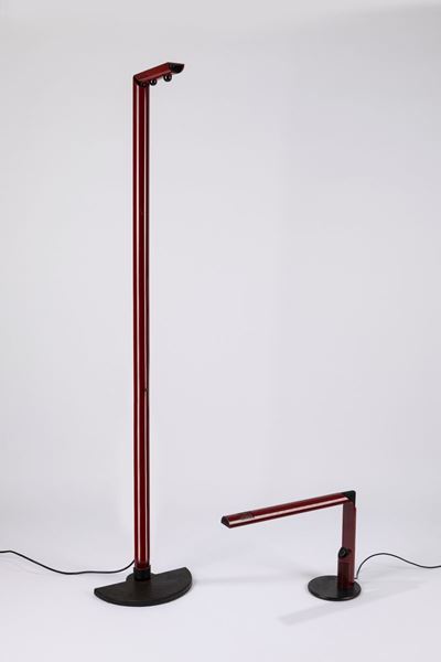 Ignazio e Abele, lampada da terra e da tavolo in metallo laccato, 1979