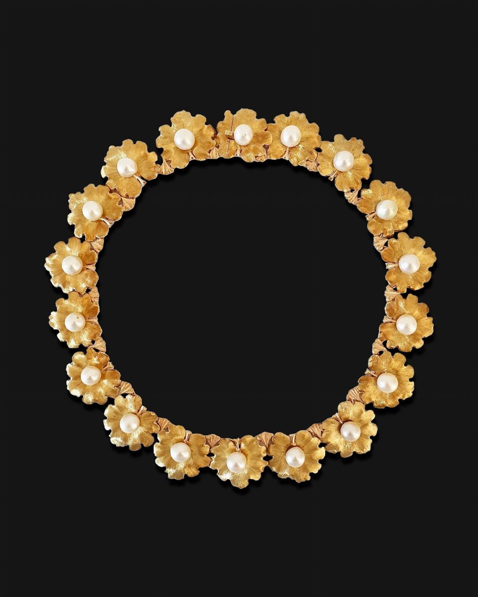 Collana in Oro Giallo 18k e Perle