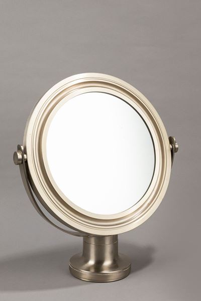 Specchio da tavolo modello Narciso, ottone nichelato, 1960 circa