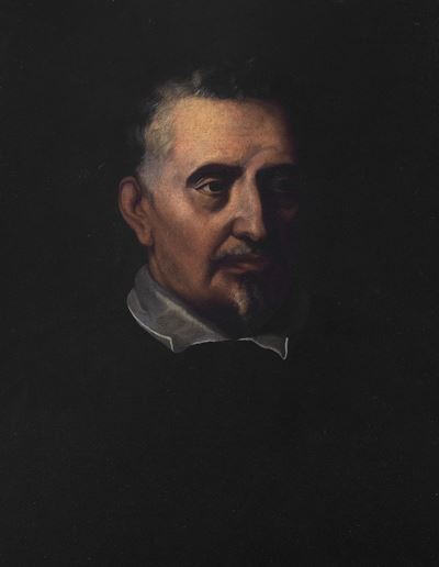 Francesco Albani, Ritratto di gentiluomo a mezzo busto in abito scuro, olio su tela