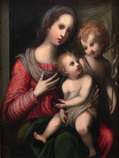 Madonna con Bambino e San Giovannino, olio su tavola