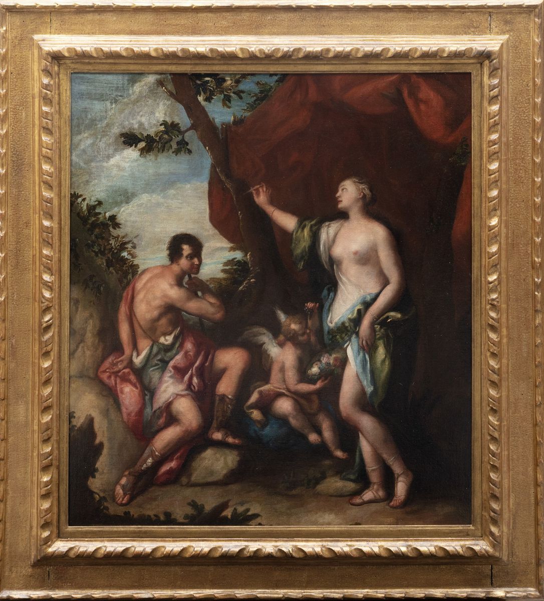 Scuola Emiliana, Secolo XVII - Autore non identificato, Angelica e Medoro, olio su tela