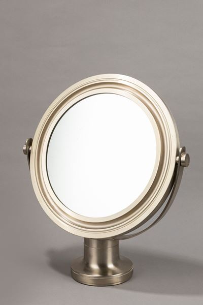 Specchio da tavolo modello Narciso, ottone nichelato, 1960 ca.