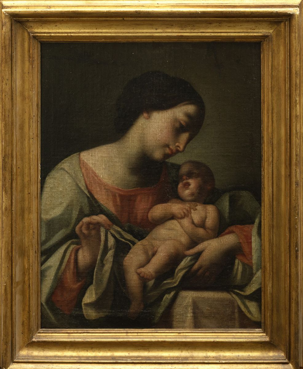 Scuola Emiliana, Secolo XVII - Autore Ignoto, Madonna con Bambino, olio su tela