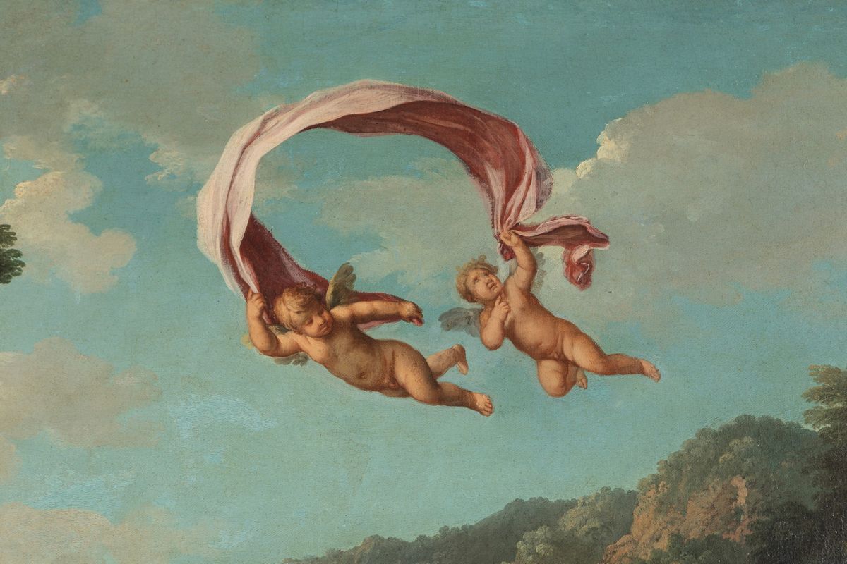 Scuola Bolognese, Secolo XVII - Francesco Albani, Venere e Adone, olio su tela cm 122 x 172
