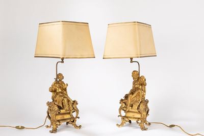 Coppia di Sculture in Bronzo Dorato, Secolo XIX