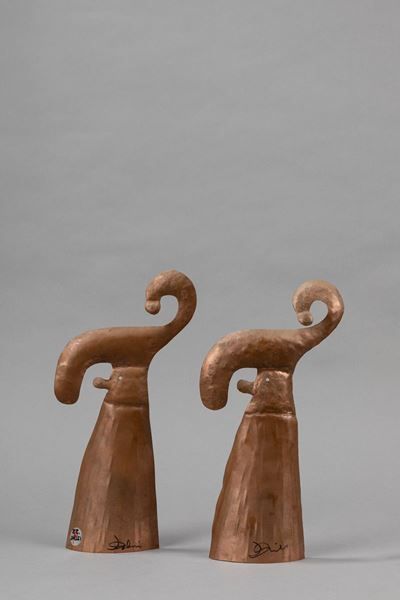 Coppia di figure in metallo, 1980 ca.
