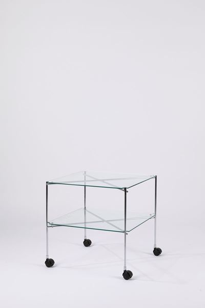 Carrello Biplano, metallo e cristallo, 1979