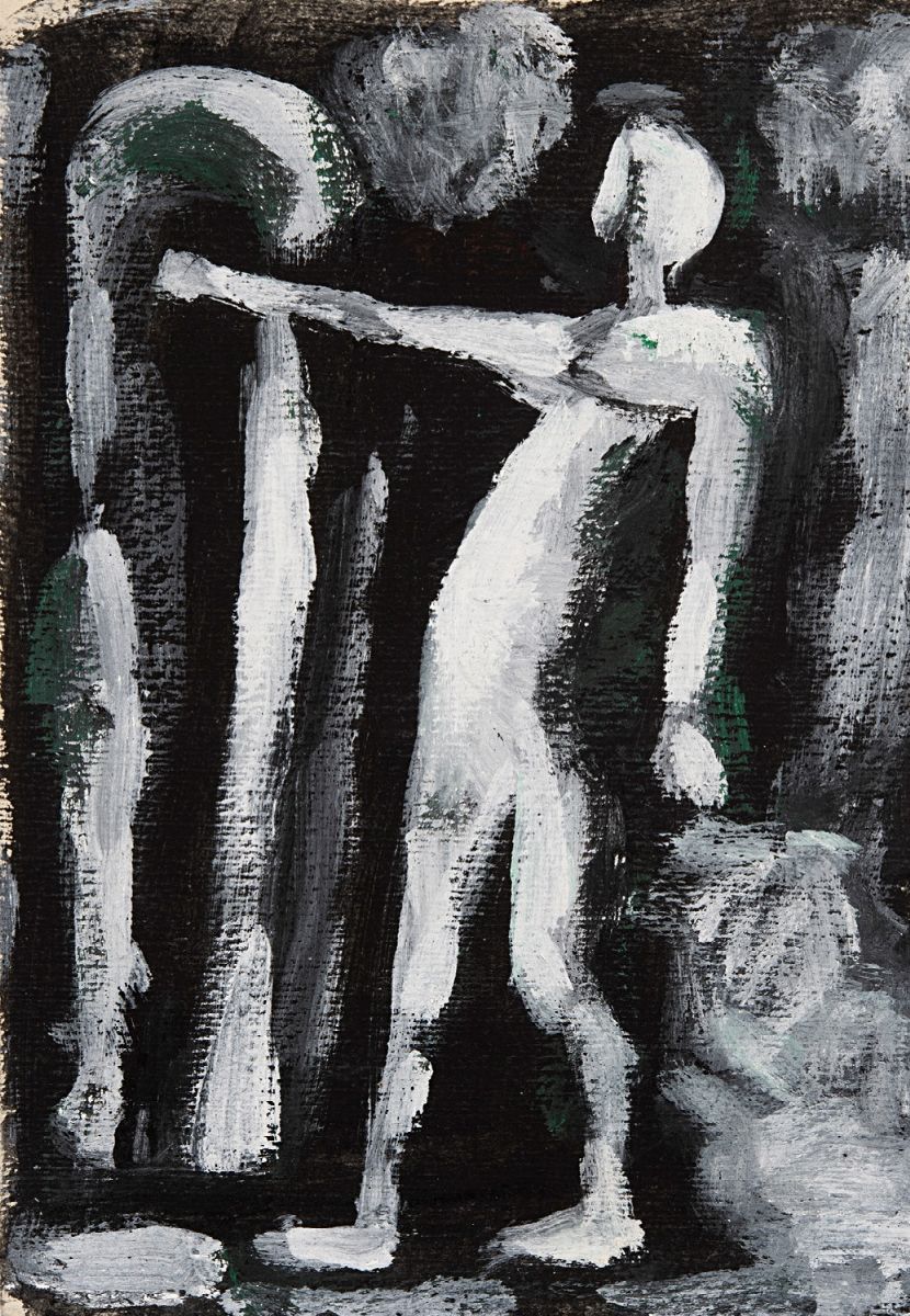 Mario Sironi - Figura, tempera su cartoncino, cm 24x16,2 e cm 22,5x16,2, metà anni '50