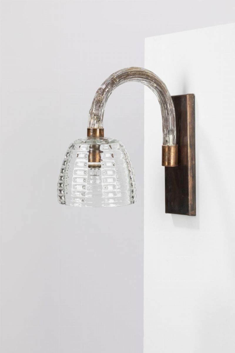 Carlo Scarpa - Lampada da parete in vetro soffiato e ottone