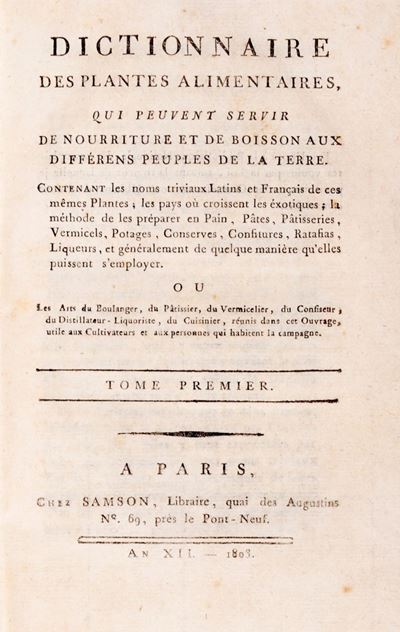 Dictionnaire des Plantes Alimentaires (1803)