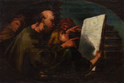 Pietro della Vecchia, Lezione di matematica, olio su tavola
