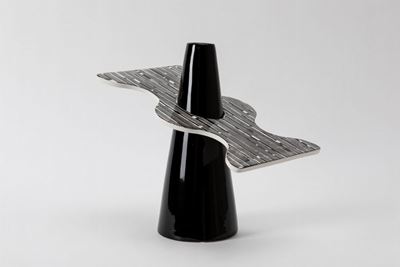 Vaso 4 Mani, modello Colletto 2, ceramica, h 36 x diam 15 cm