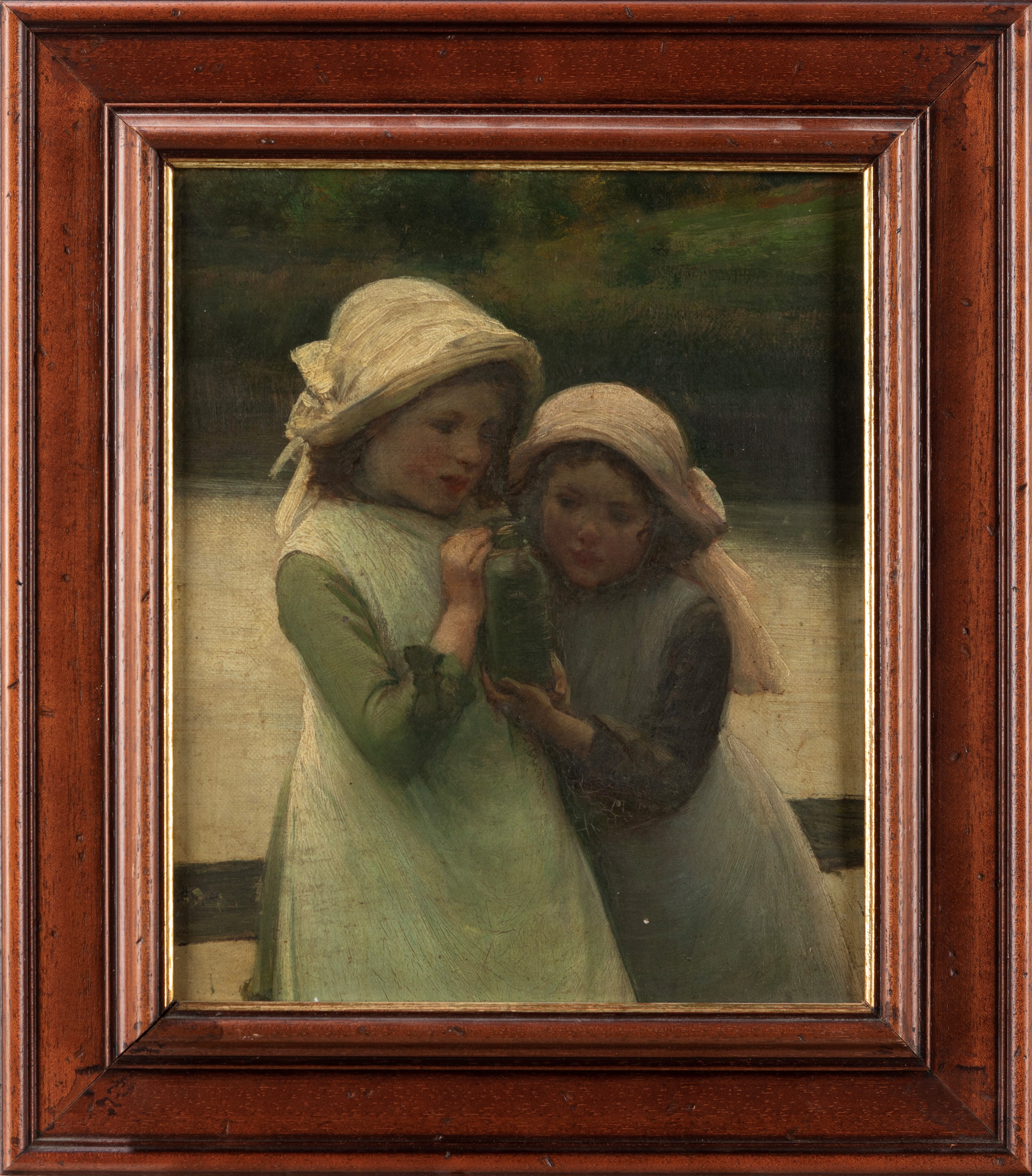 Attribuito a Thomas Woolner (hadleigh 1825 - Londra 1892) - Autore Ignoto, Due bambine con bottig...