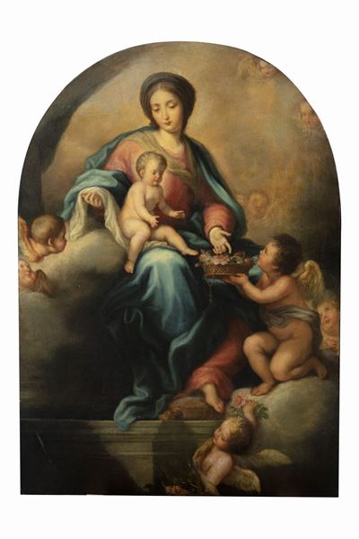 Autore Ignoto, Madonna in gloria con Bambino e Angeli, olio su tela