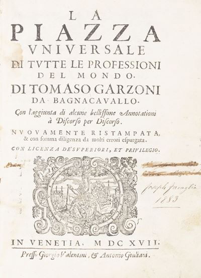 Garzoni, La piazza universale di tutte le professioni del mondo