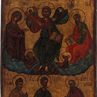 Icona Raffigurante Cristo e Madonna tra Santi