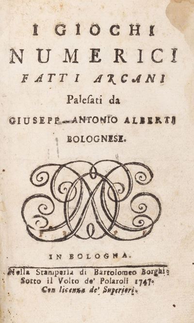 Alberti, I giochi numerici fatti arcani, 1747