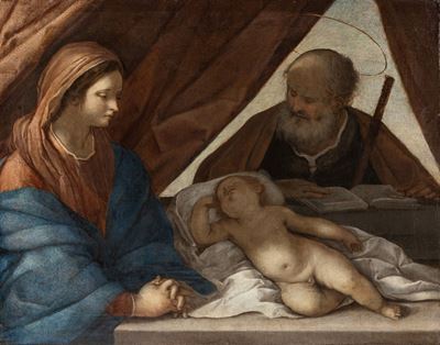 Autore sconosciuto, Sacra Famiglia, olio su tela
