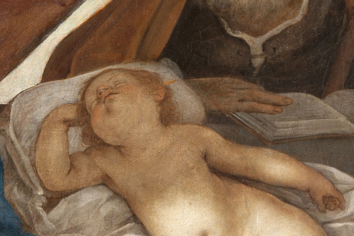 Scuola Emiliana, Secolo XVII - Autore sconosciuto, Sacra Famiglia, olio su tela