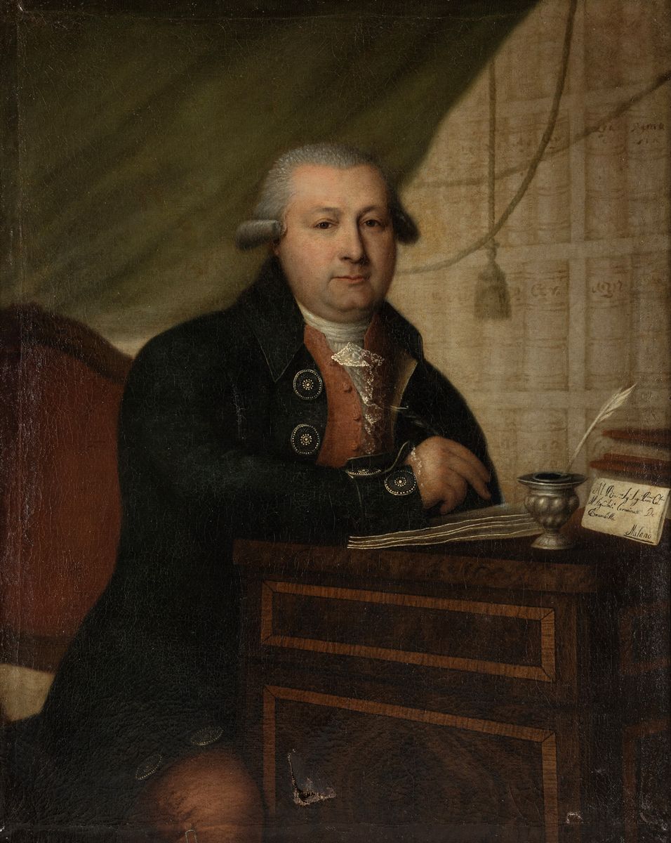 Scuola Dell'italia Settentrionale, Fine Secolo XVIII - Ritratto di gentiluomo nello studio, olio ...