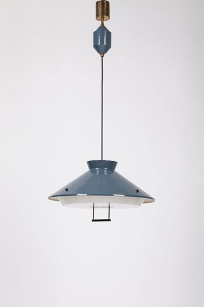 Lampada da soffitto, produzione Stilnovo, metacrilato e alluminio smaltato, h 90x45 cm