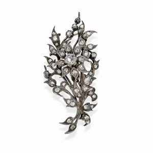 Spilla in argento, oro e diamanti, XIX secolo