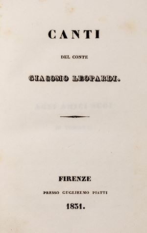 Leopardi, Giacomo - Canti del Conte Giacomo Leopardi