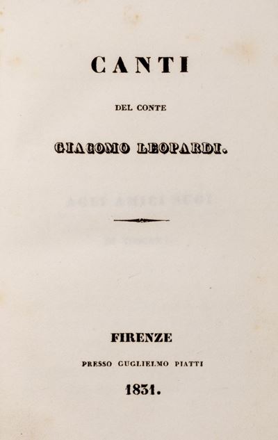 Canti del Conte – Edizione originale del 1831