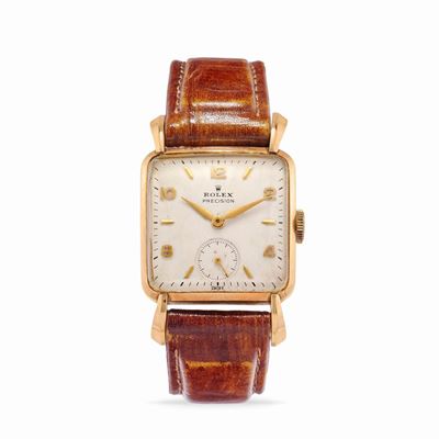 Orologio da polso Precision 4471, anni '50, oro rosa 9k con quadrante color crema